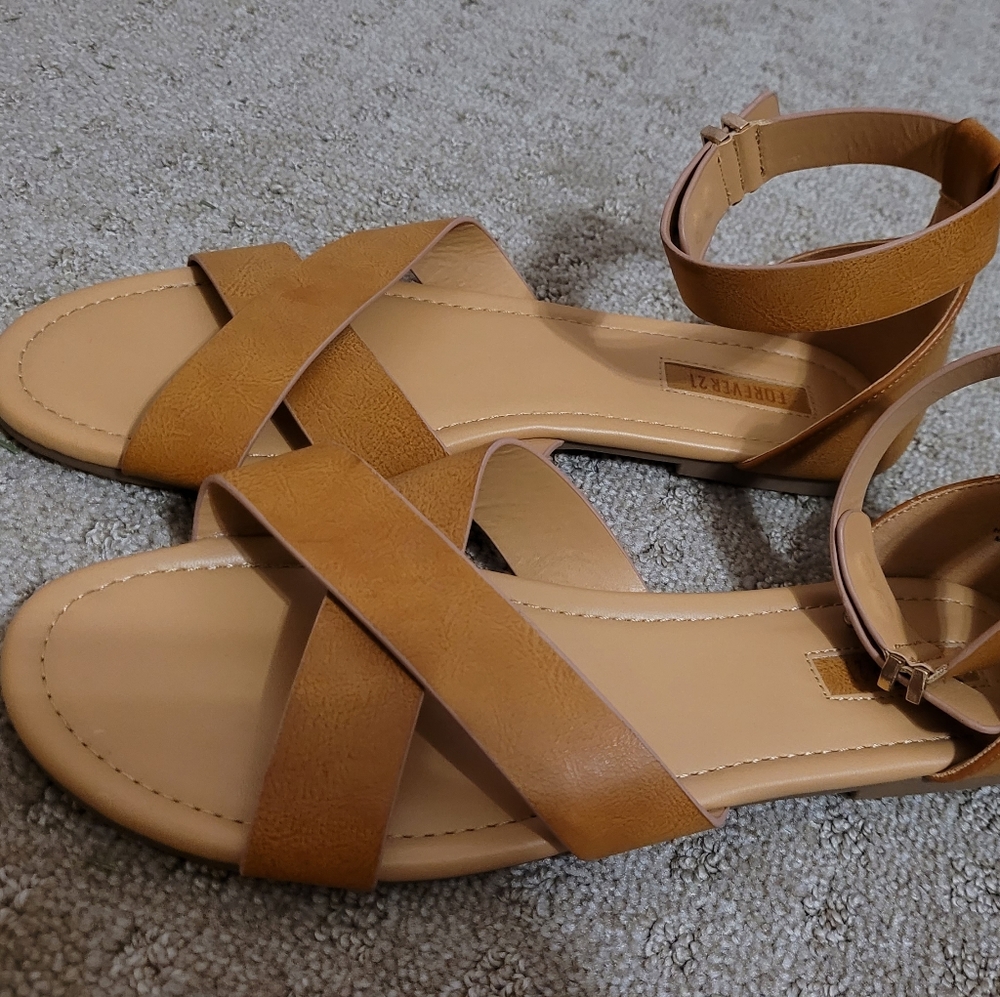 Leather Tan Sandals- Forever 21